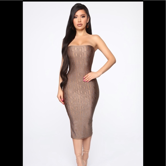 Ambria Rhinestone Embellished Midi Dress - Picture 1 of 6